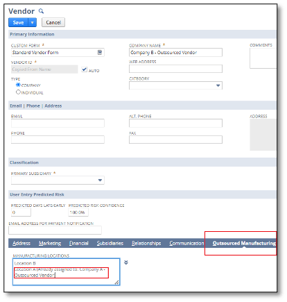 netsiuite for manufacturing vendor form setup