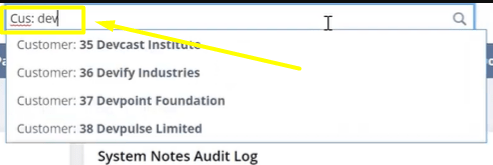 search prefix example for looking a specific customer record